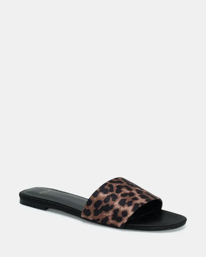 NOVO Shoes SADELLA LEOPARD SATIN Sandals Women Flat Sandals