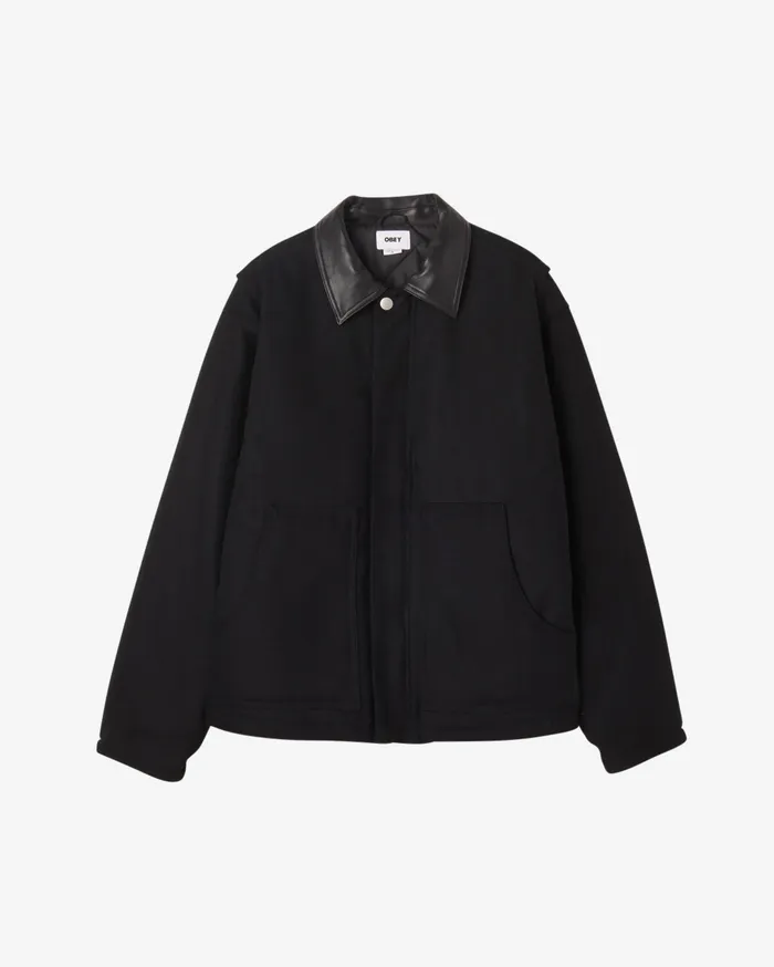 OBEY CHISEL MELTON JACKET Black Men JACKETS OBEY Clothing