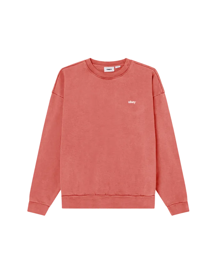 OBEY Clothing SWEATSHIRTS Men LOWERCASE PIGMENT CREWNECK Pigment Mineral Red