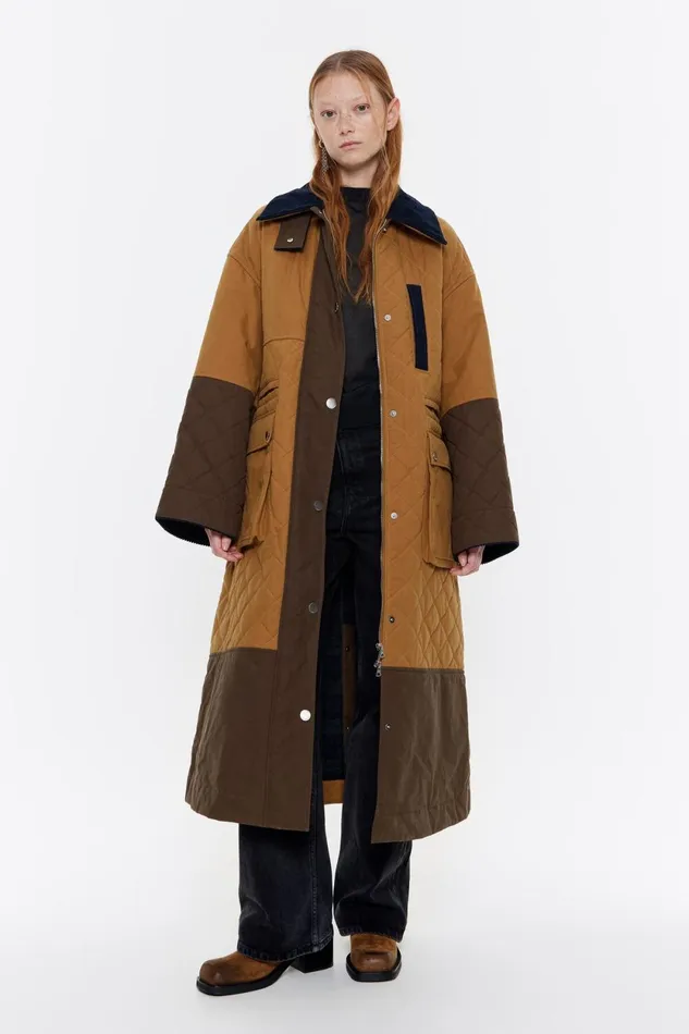Ocher Maxi Length Padded Jacket Ochre Women Bimba Y Lola Coats And Trench Coats