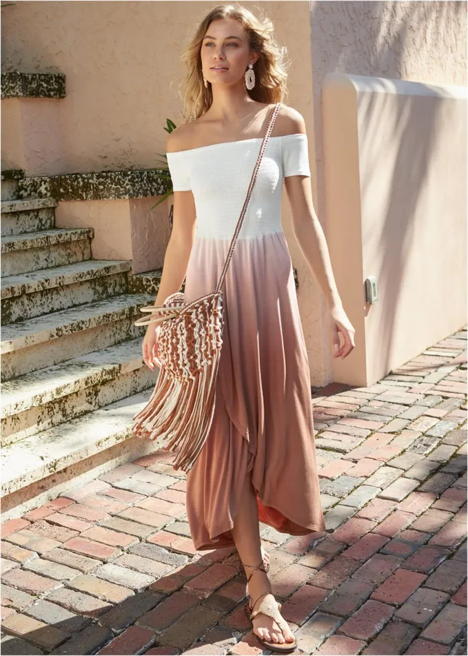 OFFTHESHOULDER OMBRE DRESS Brown Multi Women VENUS Maxi Dresses