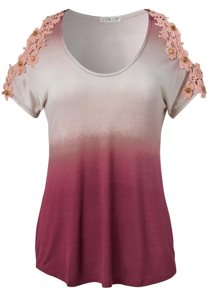 Ombre Coldshoulder Top Wine Multi Women VENUS Casual Tops