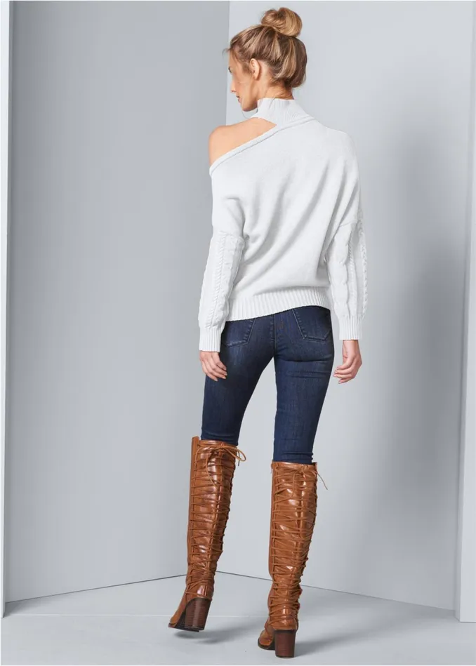 OneShoulder Turtleneck White Women VENUS Turtleneck and Mock Neck