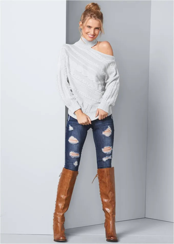 OneShoulder Turtleneck White Women VENUS Turtleneck and Mock Neck