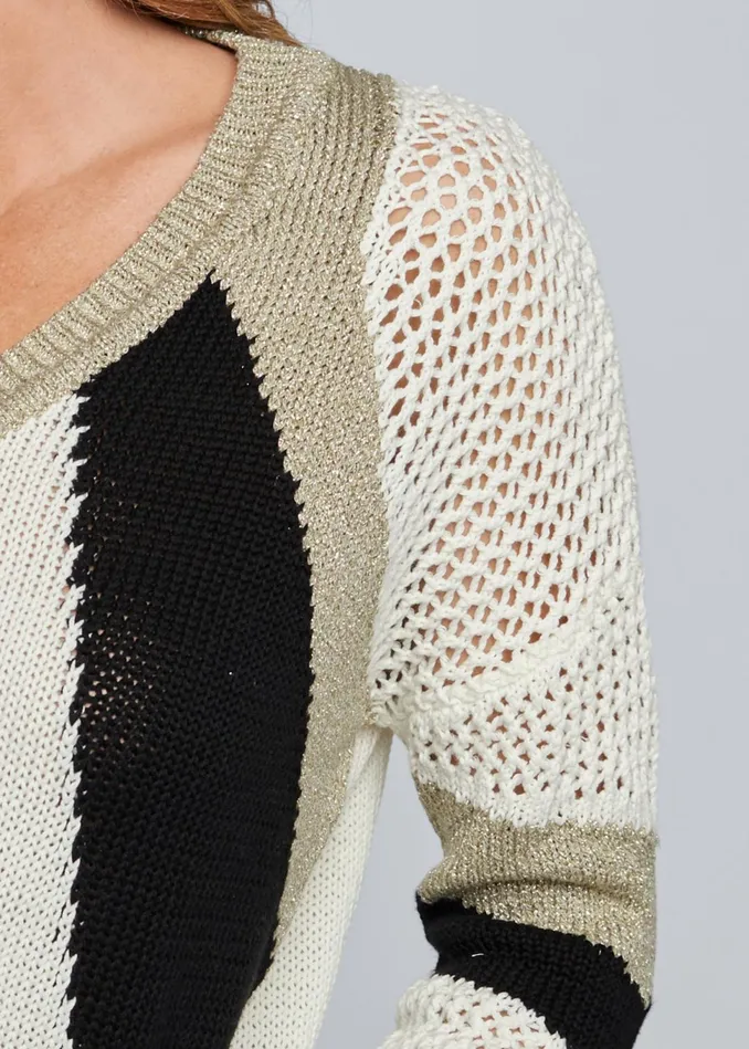 OPEN KNIT DETAIL SWEATER White Multi Women VENUS Pullover