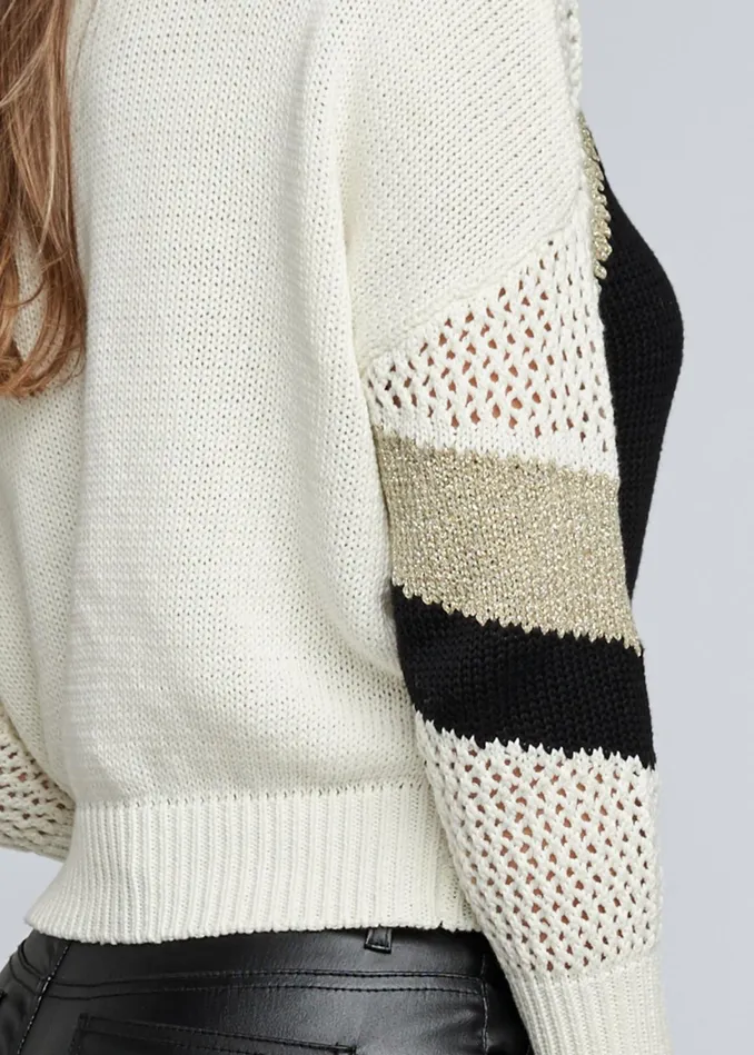 OPEN KNIT DETAIL SWEATER White Multi Women VENUS Pullover