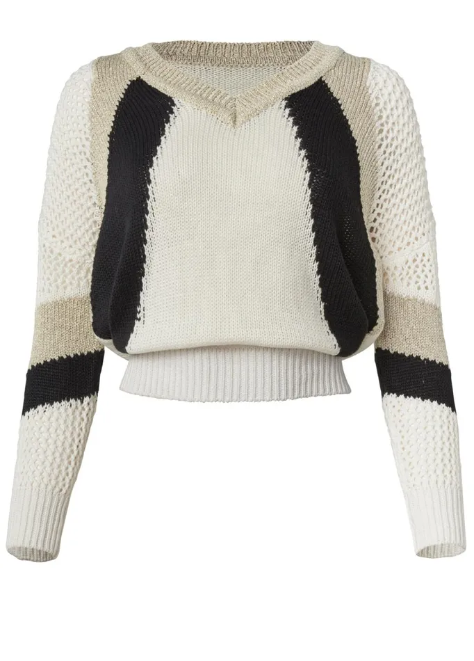 OPEN KNIT DETAIL SWEATER White Multi Women VENUS Pullover