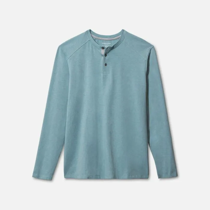 Organic Cotton Blend Long Sleeved Henley Tee Aqua Men Kenneth Cole TShirts Polos Organic Cotton Blend Long Sleeved Henley Tee Aqua Men Kenneth Cole TShirts Polos