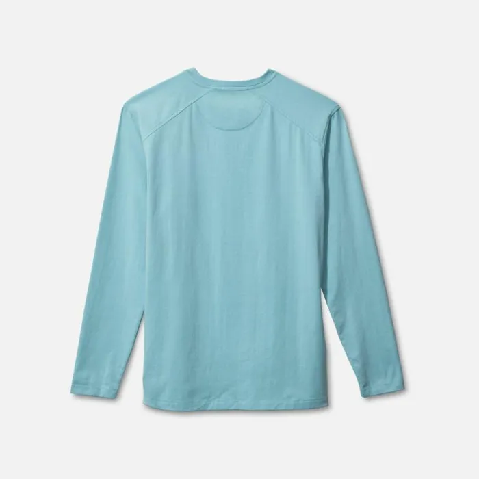 Organic Cotton Blend Long Sleeved Henley Tee Turq Melange Men Kenneth Cole TShirts Polos