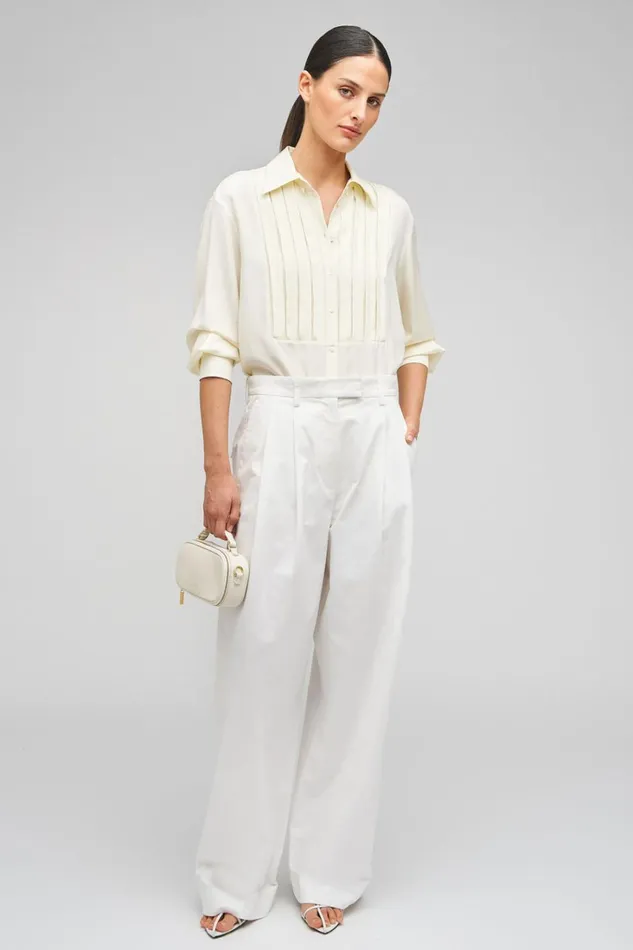 Oroton 3D Bib Shirt Cream Women Tops