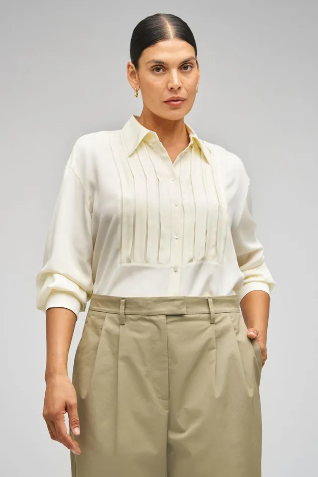 Oroton 3D Bib Shirt Cream Women Tops Oroton 3D Bib Shirt Cream Women Tops