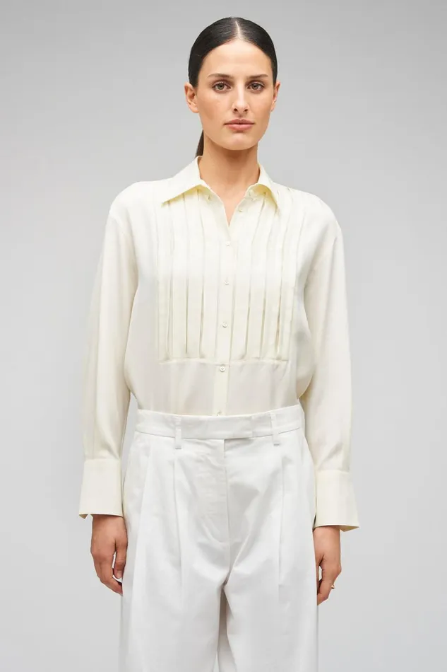 Oroton 3D Bib Shirt Cream Women Tops Oroton 3D Bib Shirt Cream Women Tops