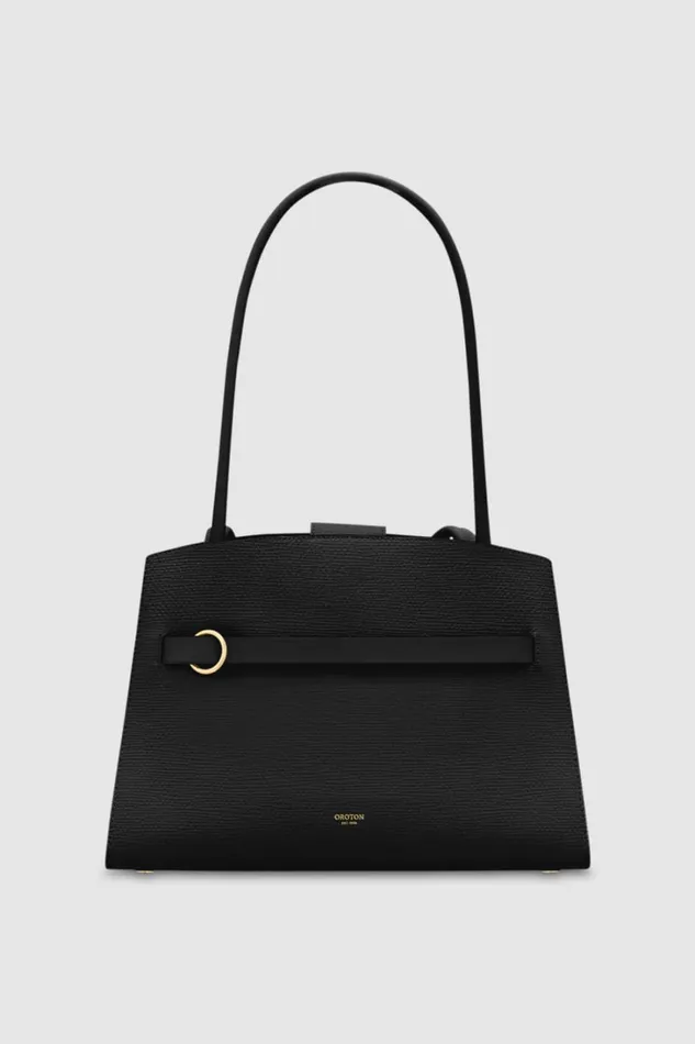 Oroton Audrey Small Three Pocket Day Bag Black Women Totes