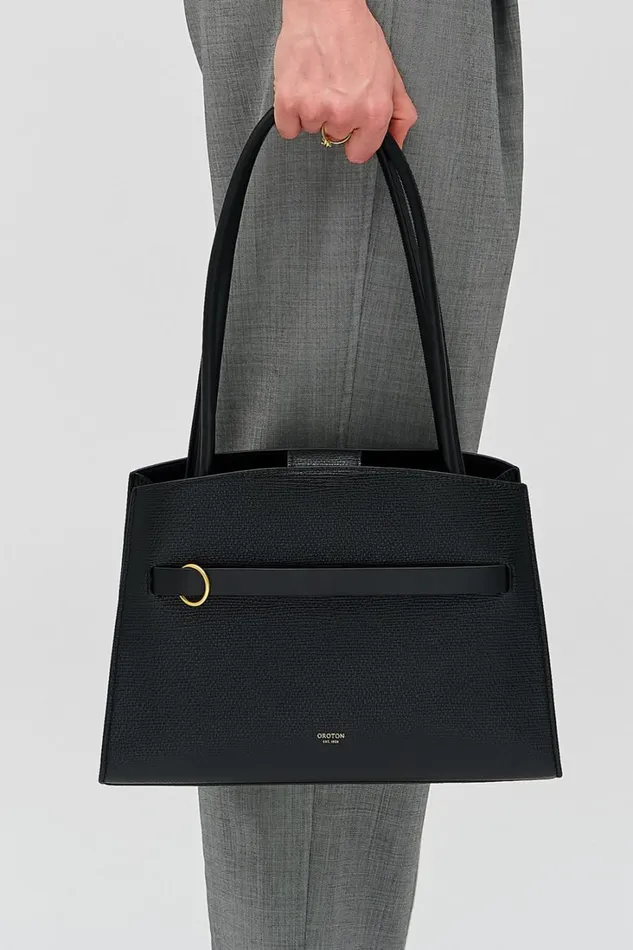 Oroton Audrey Small Three Pocket Day Bag Black Women Totes Oroton Audrey Small Three Pocket Day Bag Black Women Totes