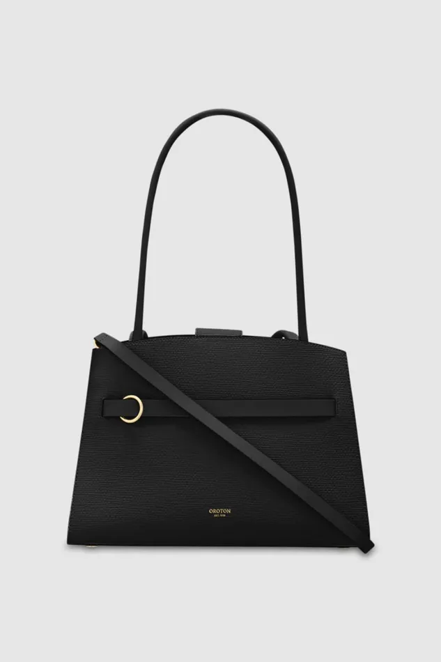 Oroton Audrey Small Three Pocket Day Bag Black Women Totes Oroton Audrey Small Three Pocket Day Bag Black Women Totes