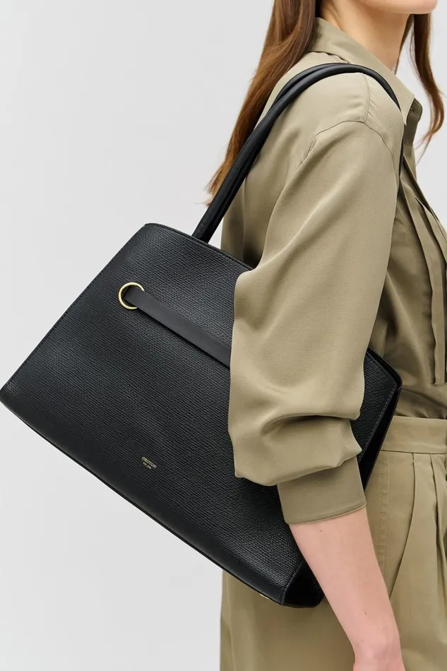 Oroton Audrey Three Pocket Day Bag Black Women Totes Oroton Audrey Three Pocket Day Bag Black Women Totes