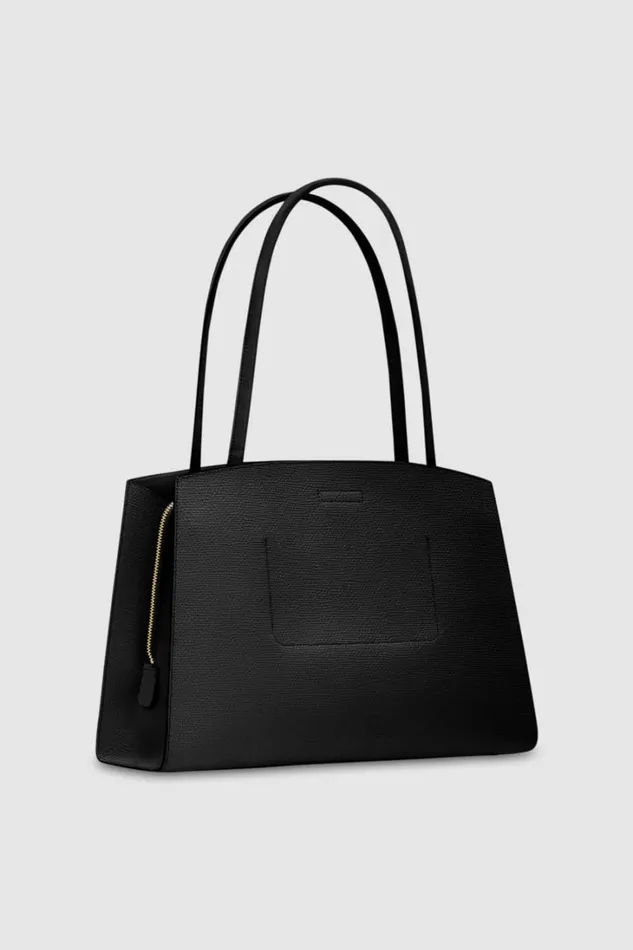 Oroton Audrey Three Pocket Day Bag Black Women Totes Oroton Audrey Three Pocket Day Bag Black Women Totes