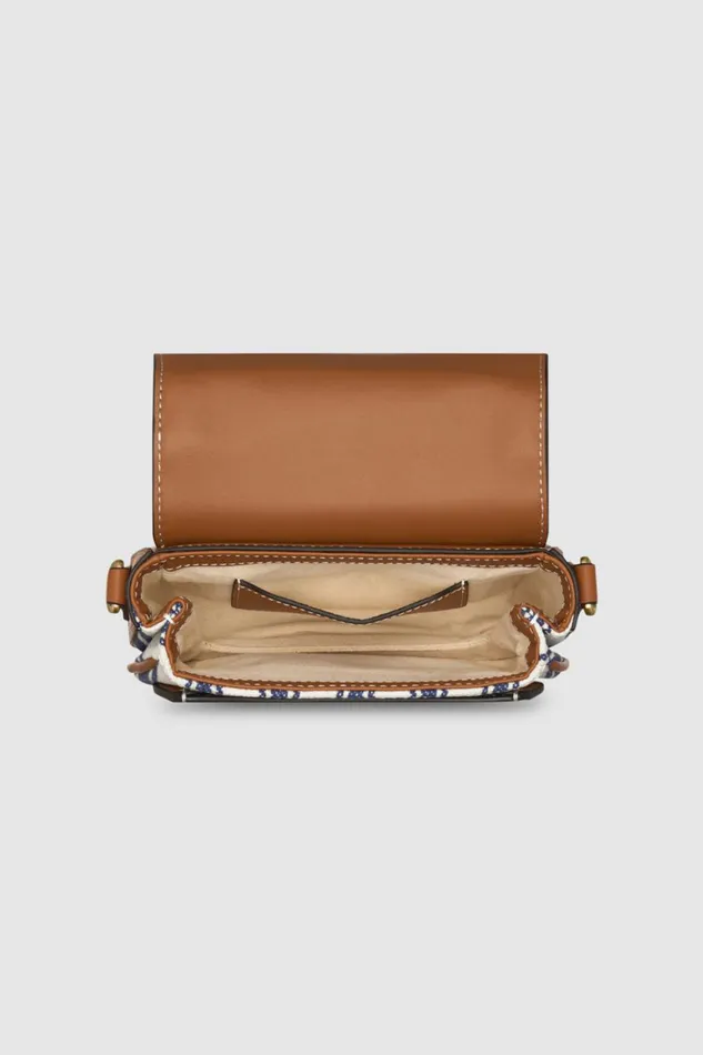 Oroton Carter Canvas Mini Day Bag Natural Blue Stripe Women Mini Bags
