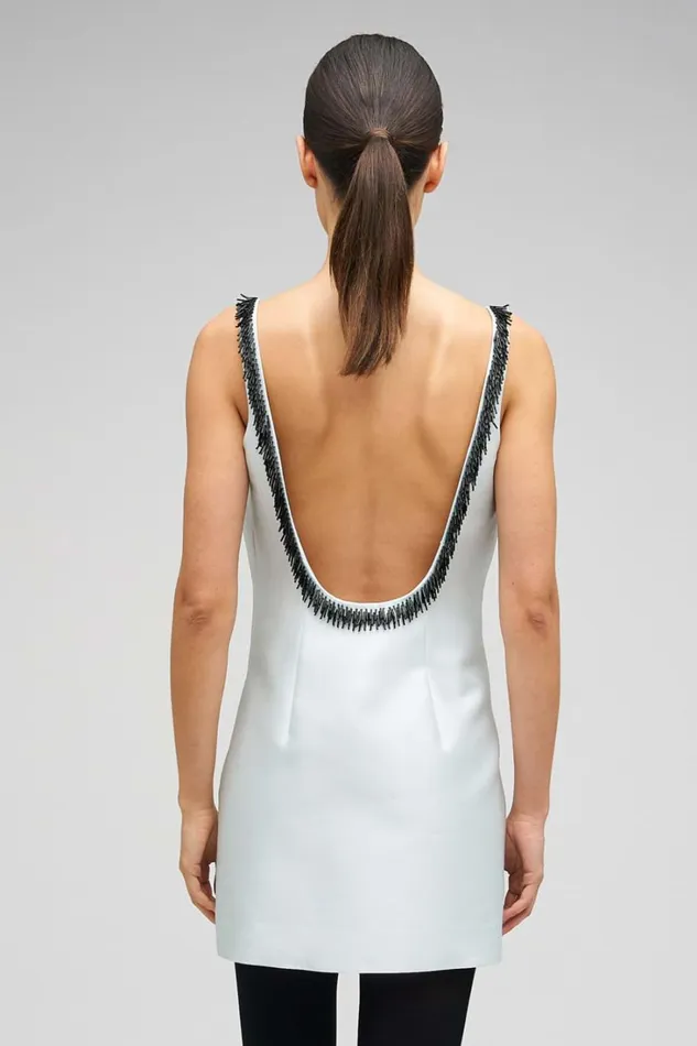 Oroton Embellished Mini Dress Pale Blue Women Dresses Oroton Embellished Mini Dress Pale Blue Women Dresses