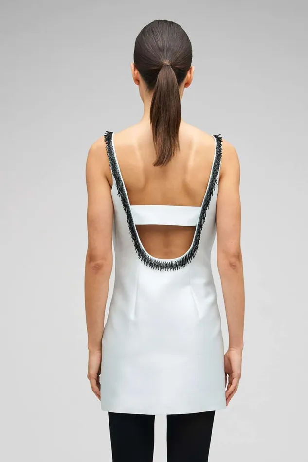Oroton Embellished Mini Dress Pale Blue Women Dresses Oroton Embellished Mini Dress Pale Blue Women Dresses