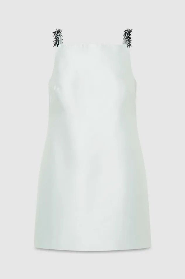 Oroton Embellished Mini Dress Pale Blue Women Dresses Oroton Embellished Mini Dress Pale Blue Women Dresses
