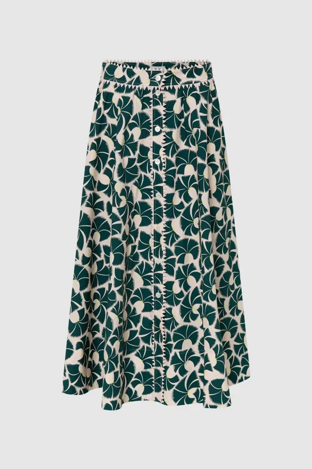 Oroton Fan Flower Print Skirt Ivy Women Skirts