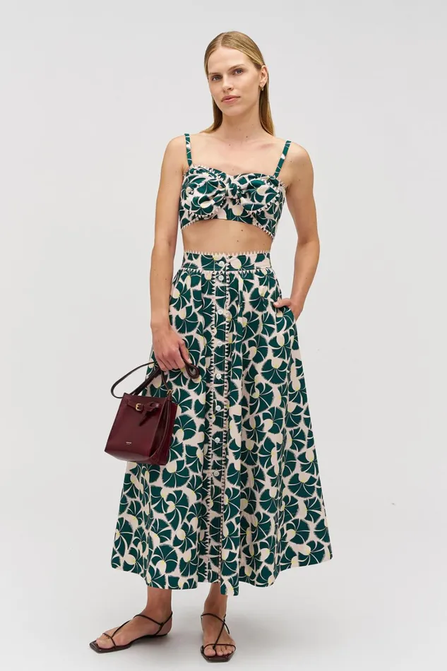 Oroton Fan Flower Print Skirt Ivy Women Skirts Oroton Fan Flower Print Skirt Ivy Women Skirts