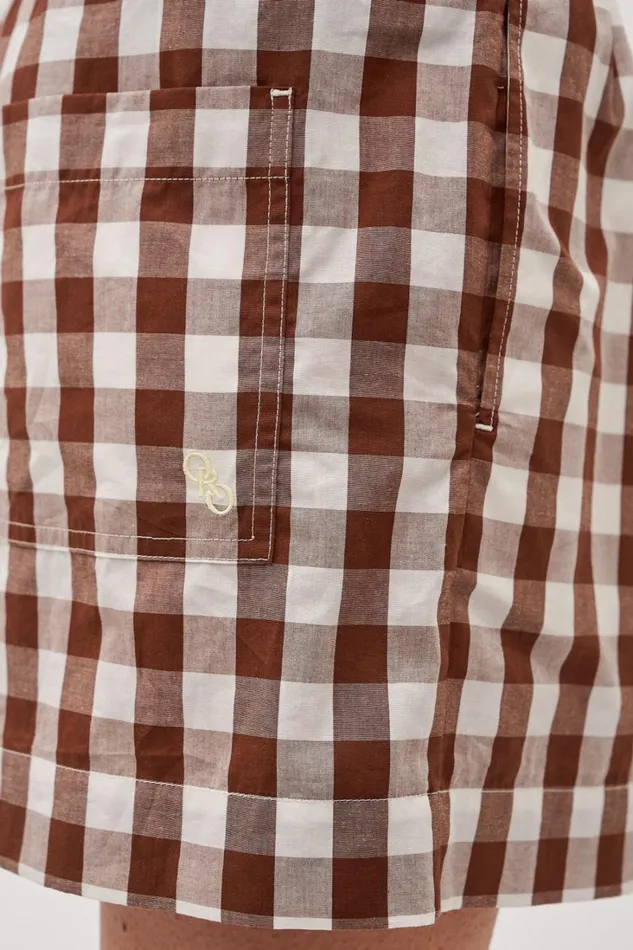 Oroton Gingham Boxer Short Chocolate Women Shorts Oroton Gingham Boxer Short Chocolate Women Shorts