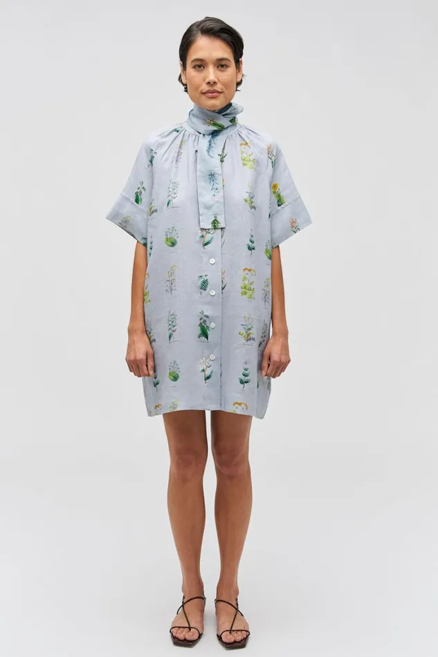 Oroton Greenhouse Floral Day Dress Pale Grey Women Dresses Oroton Greenhouse Floral Day Dress Pale Grey Women Dresses