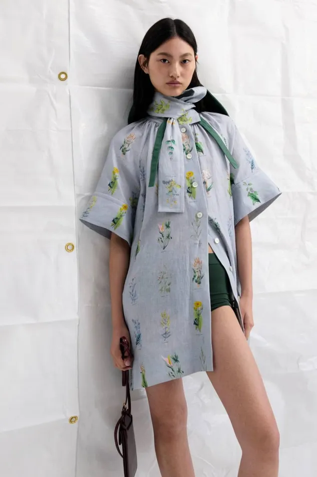 Oroton Greenhouse Floral Day Dress Pale Grey Women Dresses Oroton Greenhouse Floral Day Dress Pale Grey Women Dresses