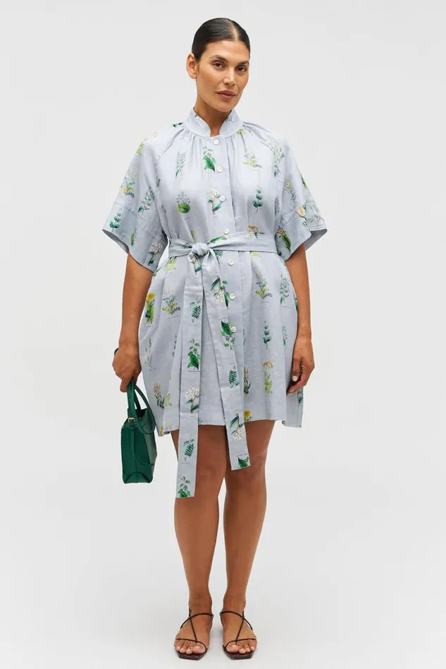 Oroton Greenhouse Floral Day Dress Pale Grey Women Dresses Oroton Greenhouse Floral Day Dress Pale Grey Women Dresses