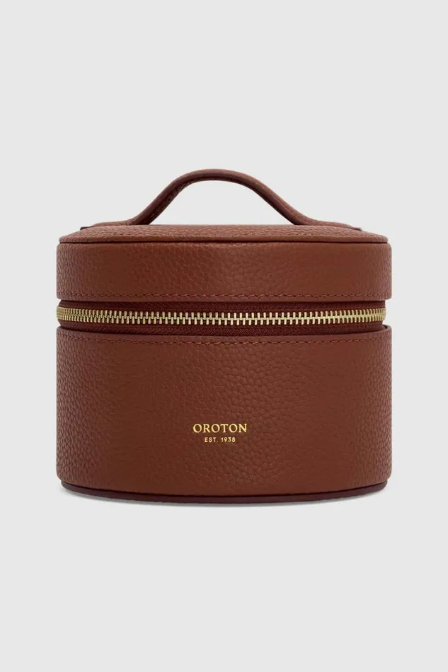 Oroton Jemima Round Travel Jewellery Box Barn Red Women Jewellery Cases