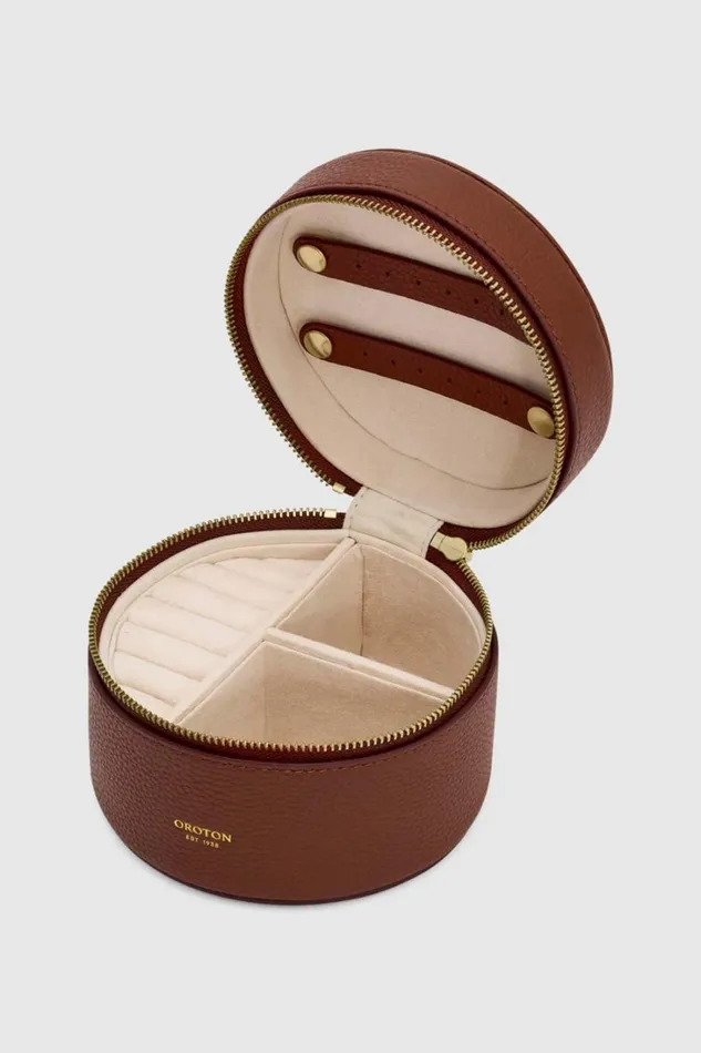 Oroton Jemima Round Travel Jewellery Box Barn Red Women Jewellery Cases