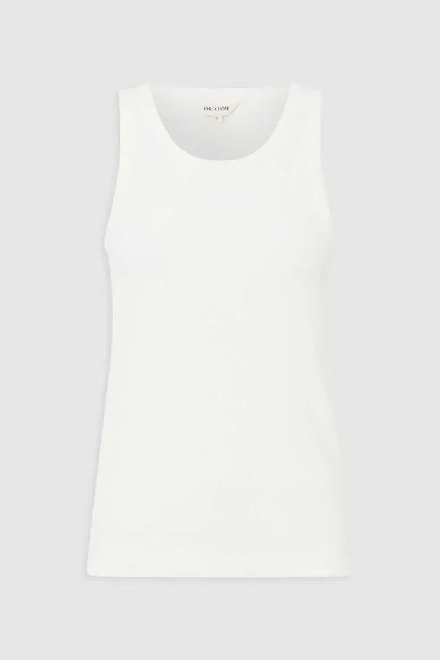 Oroton Lottie Rib Tank Antique White Women Tops