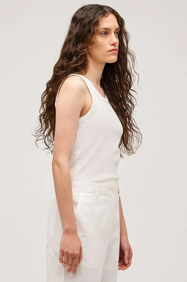Oroton Lottie Rib Tank Antique White Women Tops Oroton Lottie Rib Tank Antique White Women Tops