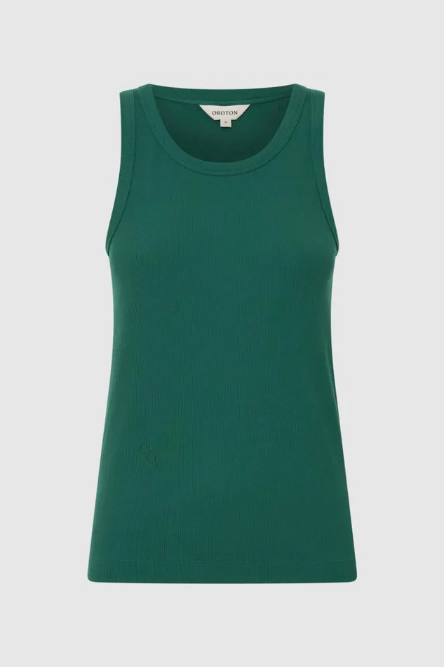 Oroton Lottie Rib Tank Villa Green Women Tops
