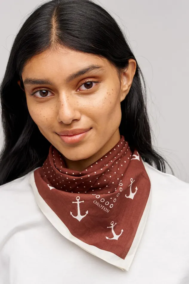 Oroton Mini Dot Cotton Bandana Chocolate Women Scarves Oroton Mini Dot Cotton Bandana Chocolate Women Scarves
