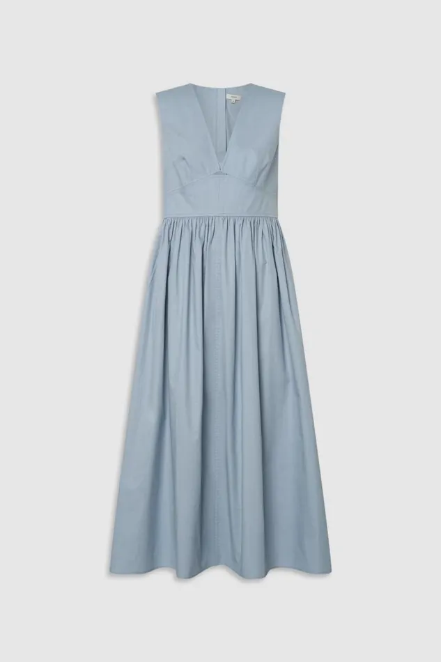 Oroton Poplin Sundress Pale Grey Women Dresses