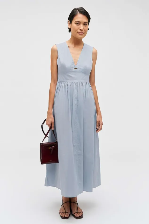 Oroton Poplin Sundress Pale Grey Women Dresses Oroton Poplin Sundress Pale Grey Women Dresses