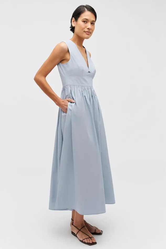 Oroton Poplin Sundress Pale Grey Women Dresses Oroton Poplin Sundress Pale Grey Women Dresses