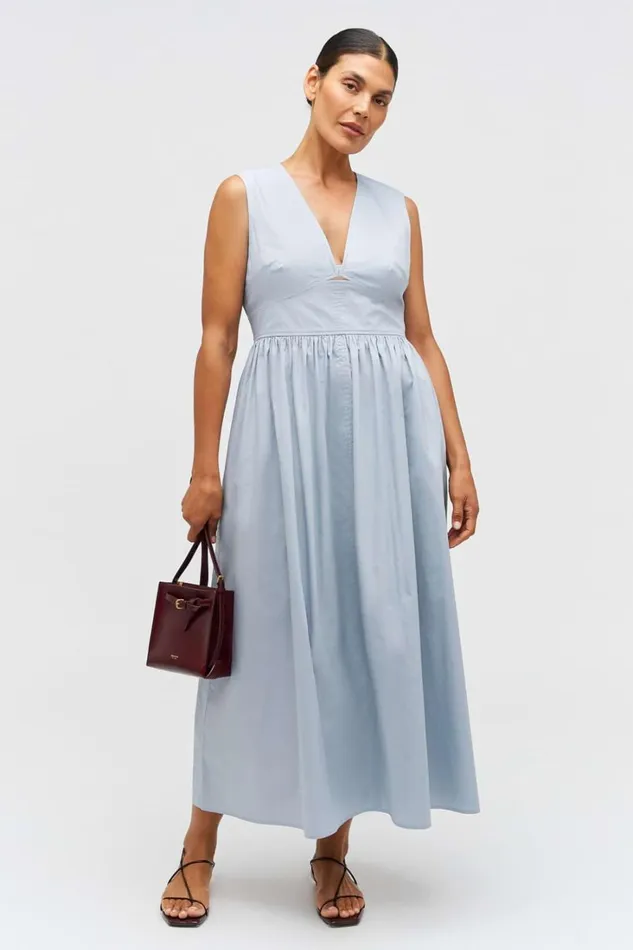 Oroton Poplin Sundress Pale Grey Women Dresses Oroton Poplin Sundress Pale Grey Women Dresses