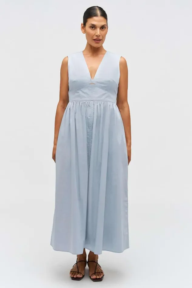 Oroton Poplin Sundress Pale Grey Women Dresses Oroton Poplin Sundress Pale Grey Women Dresses