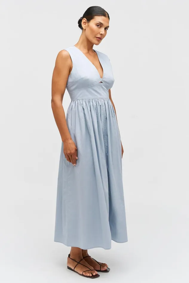 Oroton Poplin Sundress Pale Grey Women Dresses Oroton Poplin Sundress Pale Grey Women Dresses