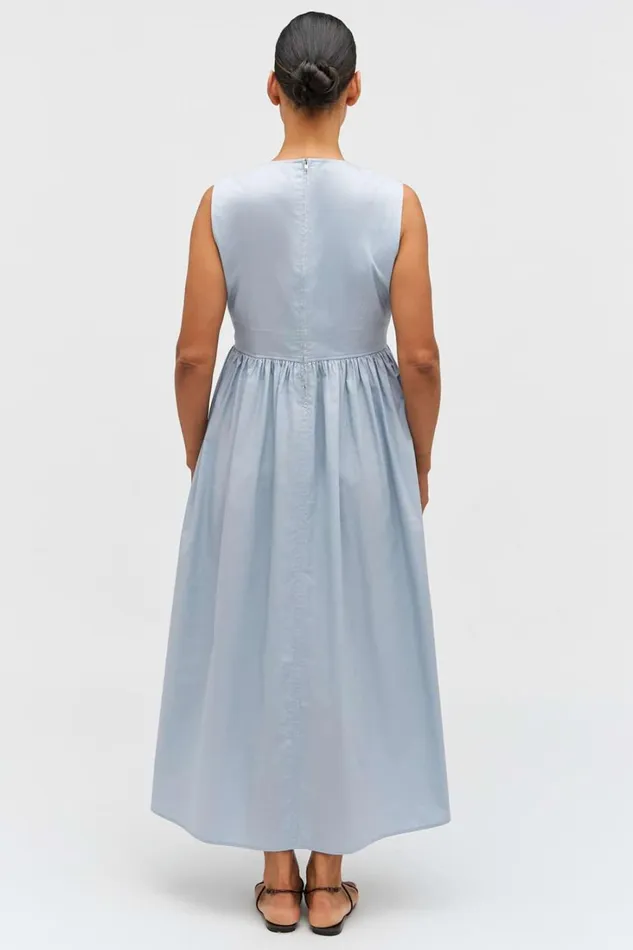 Oroton Poplin Sundress Pale Grey Women Dresses Oroton Poplin Sundress Pale Grey Women Dresses