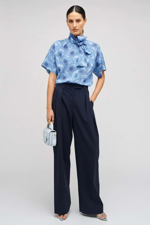Oroton Soft Thistle Print Top Multi Women Tops