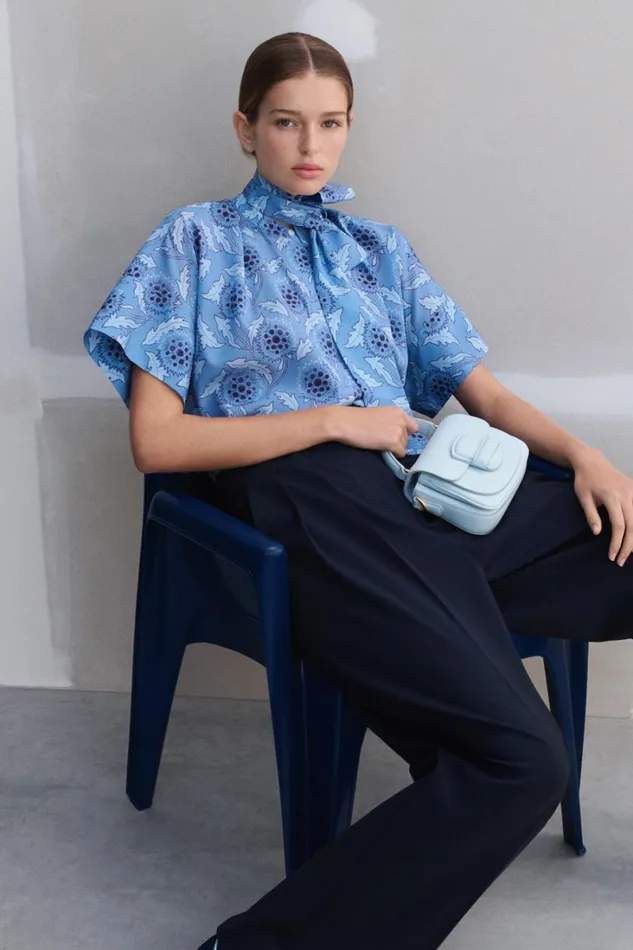 Oroton Soft Thistle Print Top Multi Women Tops