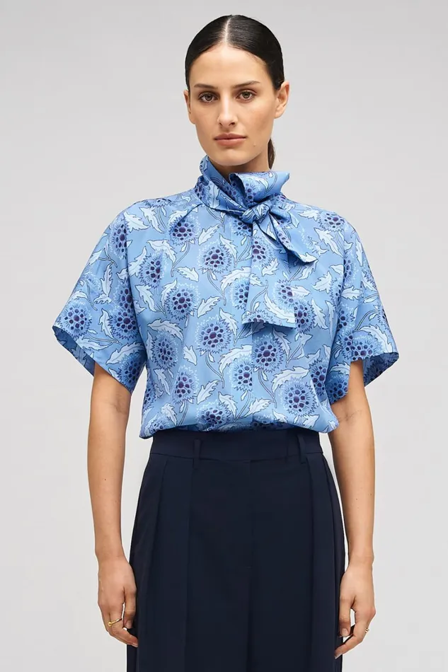 Oroton Soft Thistle Print Top Multi Women Tops