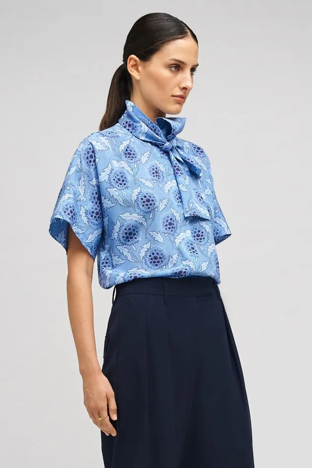 Oroton Soft Thistle Print Top Multi Women Tops
