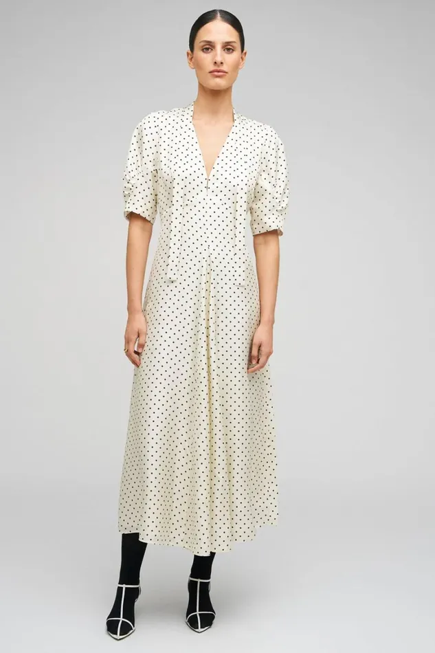 Oroton Spot Print Day Dress Cream Women Dresses Oroton Spot Print Day Dress Cream Women Dresses