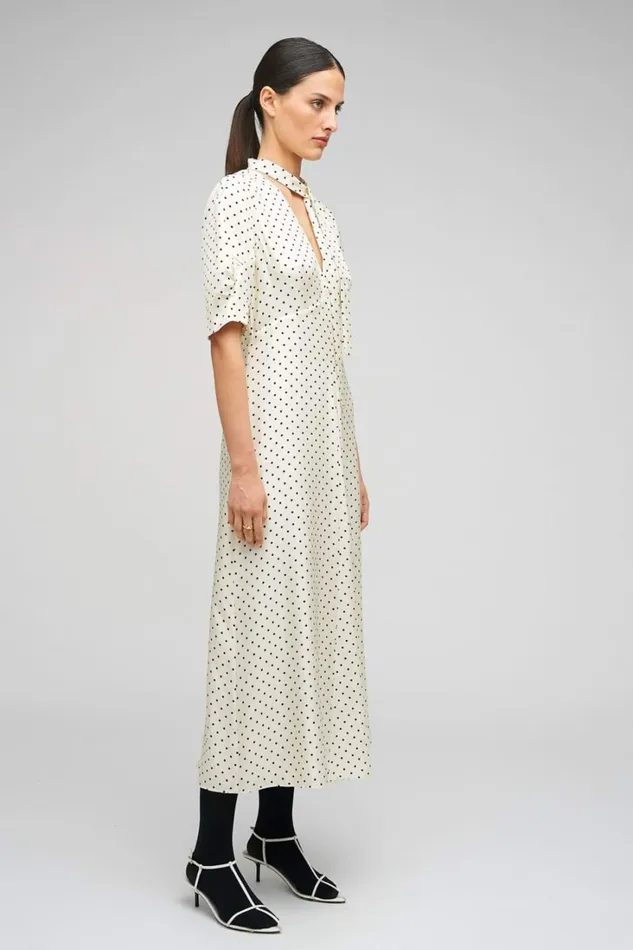 Oroton Spot Print Day Dress Cream Women Dresses Oroton Spot Print Day Dress Cream Women Dresses